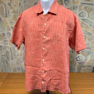 TOMMY BAHAMA 100% Linen Collared Short Sleeve Button Down Shirt